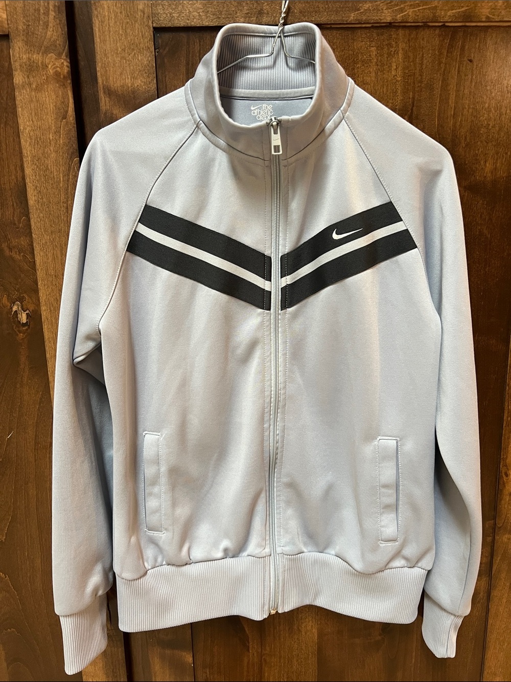 Women’s Nike Light Gray Jacket with Black Chevron Stripes